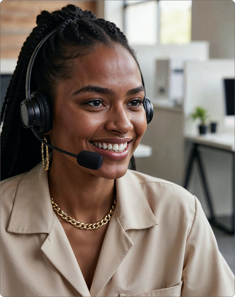 Support team representative with headset